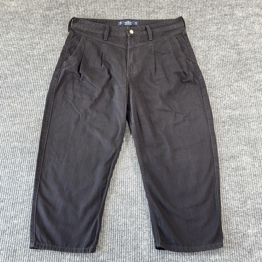 Hollister High-Rise Barrel Jeans Womens 13S Black Cropped High Rise Denim
